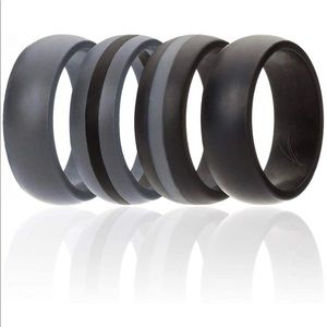 4-pack ROQ Silicone Ring for Men,, Metallic Look